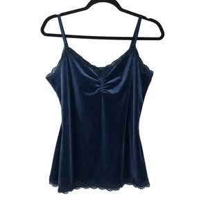 Vtg Apt. 9 Velvet Lace Babydoll Dainty Tank Size L Blue Ethereal 90s Y2K